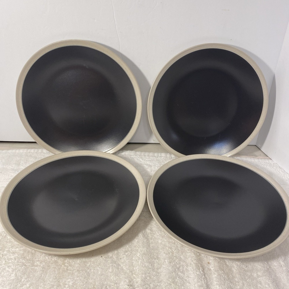 Stone + Lain Gray Grey Cream "Serenity" Stoneware salad Plates 8 5/8"